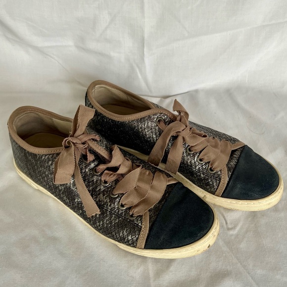Lanvin Dark Silver Snakeskin Sneakers 38 - Picture 9 of 11